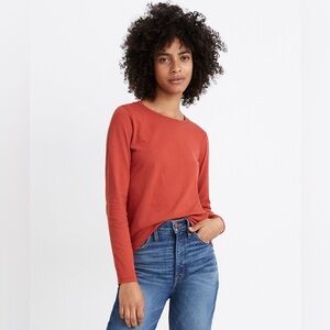 Madewell Northside Vintage Long-Sleeve Tee. Size medium. Russet